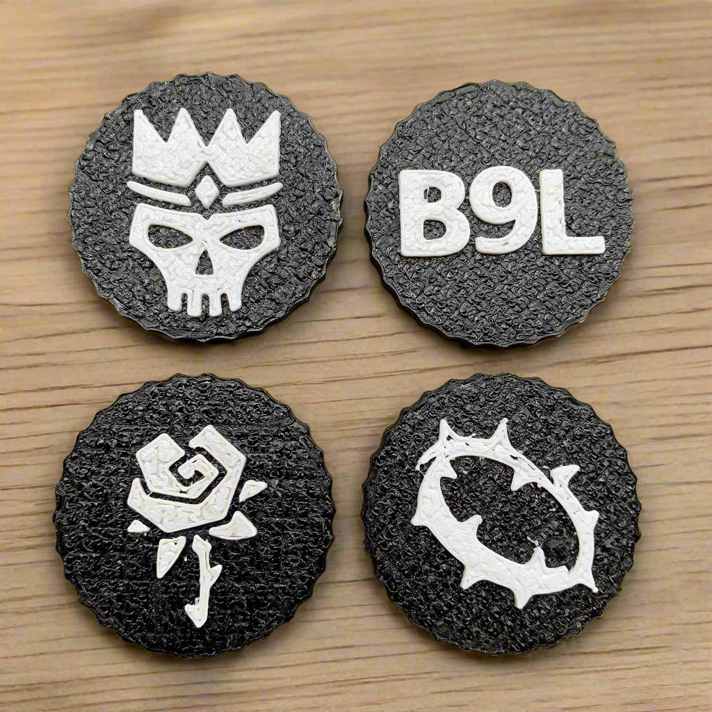 B9L Redemption Series | Poker-Style Ball Marker Set (1.5") – Black & White PETG